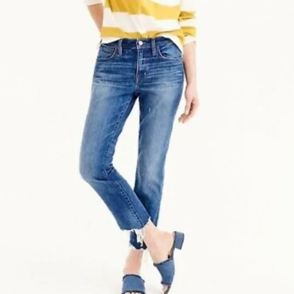 J.Crew Slim Broken In Boyfriend Jeans Raw Hem Ankle Length Size 29